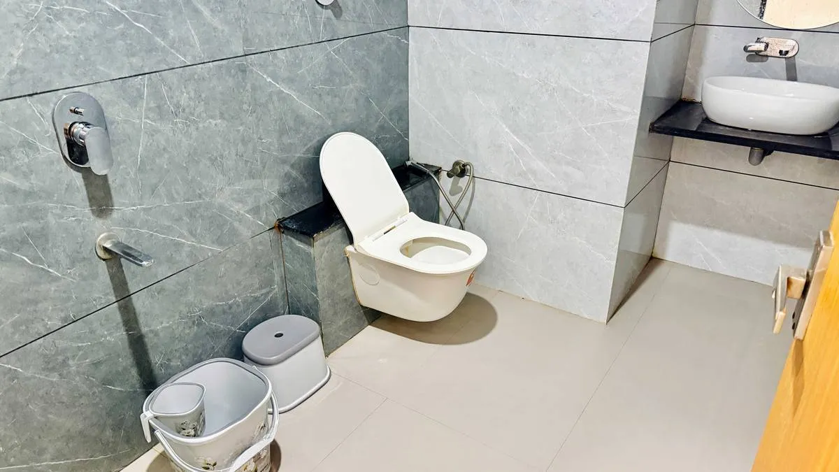 Marble finish private washroom